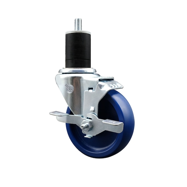 4'' SS Solid Poly Swivel 1-3/4'' Expanding Stem Caster with Brake